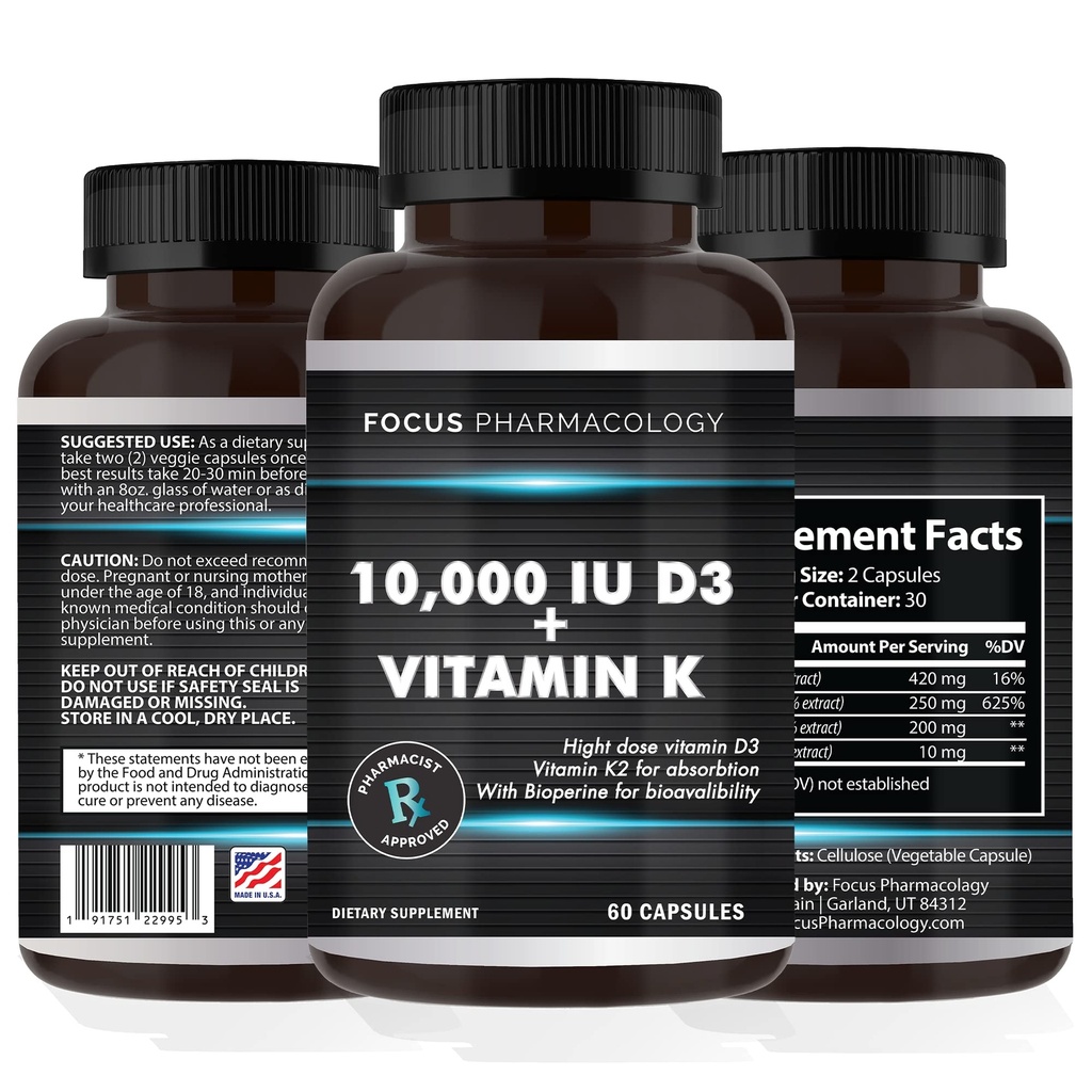 Vitamine K2 avec supplément D3 Extra Strength Bone.