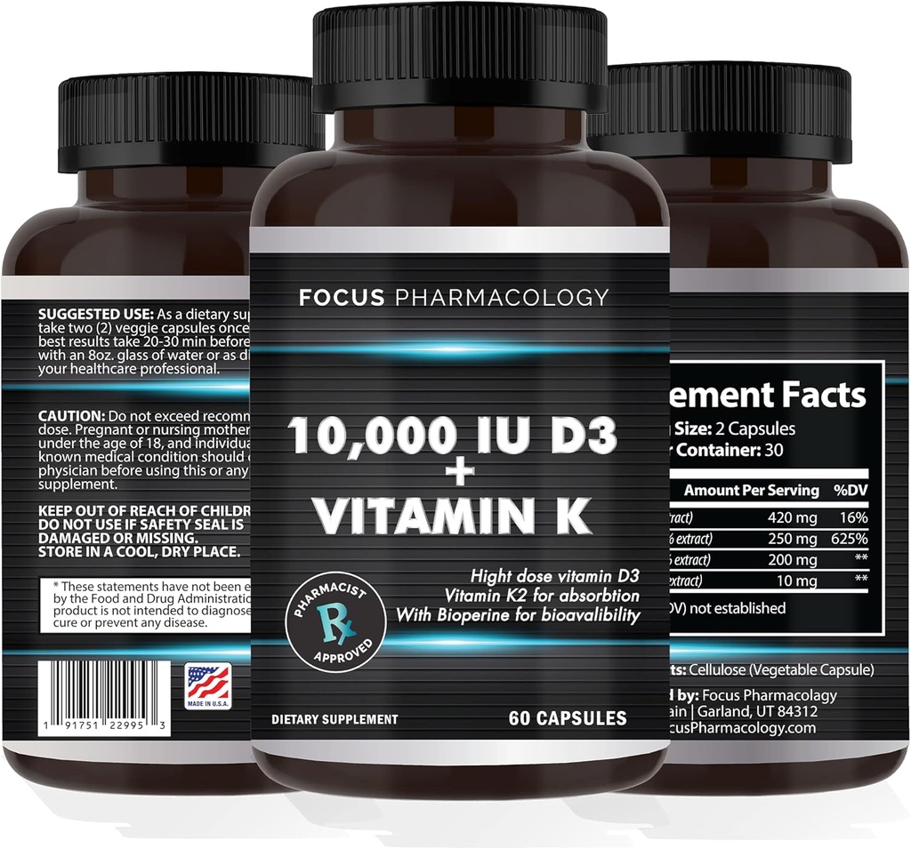 Vitamine K2 avec supplément D3 Extra Strength Bone.