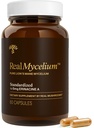 Real Mushrooms Real Mycelium – Standardized Lion’s Mane Mycelium Capsules with 5mg Erinacine A (ErinaPrime) – Pure Hericium Erinaceus Supplement for Focus, Memory, & Mental Clarity – (60 Count)