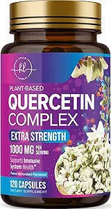 Supplément Quercetin 1000mg - Support naturel, basé sur la plante pour les modifications immunitaires, cellulaires, respiratoires et saisonnières - Extra-résistance Quercetin Dihydrate de Sophora Japonica - 120 Capsules de Veggie