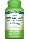 La vérité de la nature Triple Omega 3 6 9600mg 200 Softgels (en anglais seulement) Huiles de poisson, de lin et de borage (en anglais seulement)