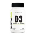 NutraBio Vitamin D (5000 IU), Immune Support - 90 Vegetable Capsules
