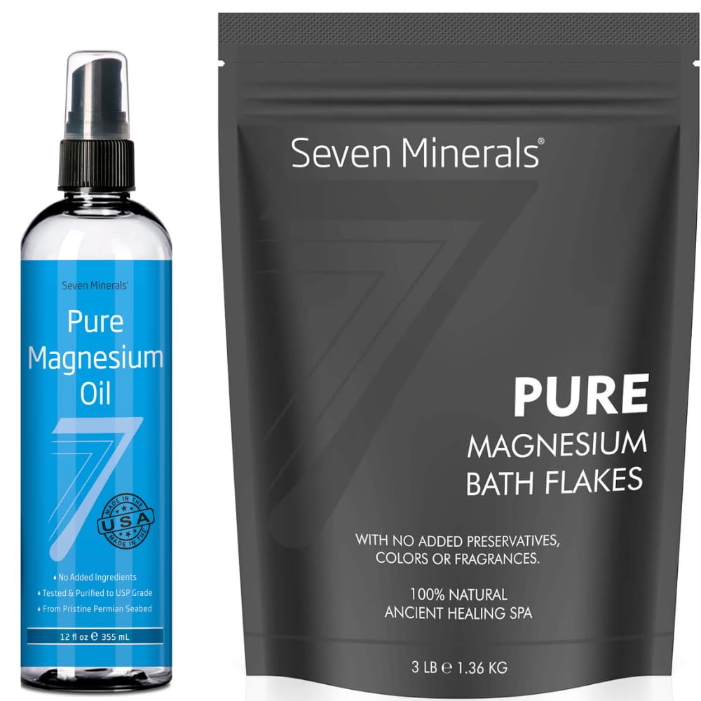 Sept minéraux Huile de magnésium pur et flocons de bain de magnésium pur
