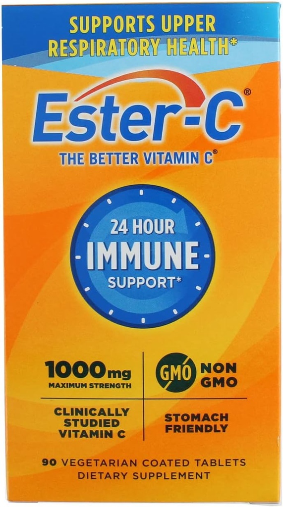 Ester-C Vitamine C, comprimés de 1000mg, bouteille de 90-conteneur