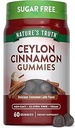 Nature's Truth Ceylan Cinnamon Gummies de 2000mg de sucre libre de 60 comtes végétaliens, sans OGM et supplément sans gluten