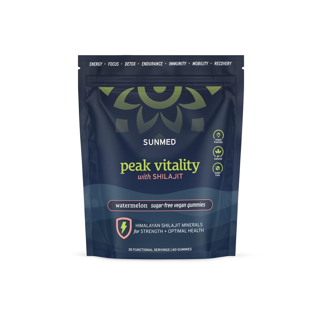 Cap Vitalité Himalayan Shilajit Gommies pour la force, l'énergie et la santé optimale – sans sucre, végétalien, tout naturel – focalisation cognitive, récupération, immunité – Saveur de pastèque, 60ct