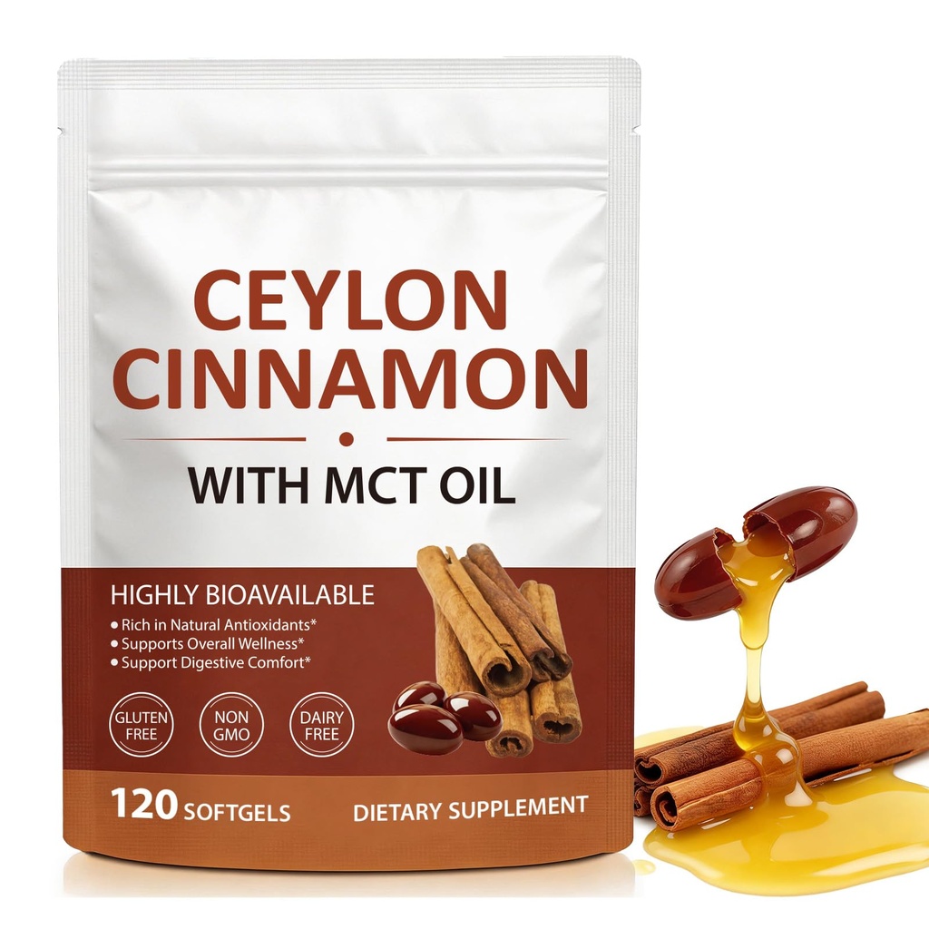 J&H Jasmine&Hyacinth Ceylon Cinnamon Capsules with MCT Oil, High Bioavailability for Anti-Oxidant, Overall Vitality & Digestive & Metabolic Support, Health Management | 120pcs