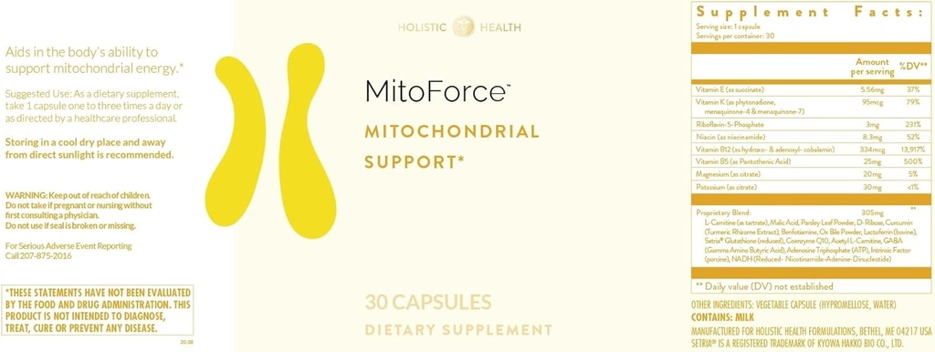 Holistic Health MitoForce Mitochondrial Support 30 Capsules