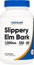 Nutricost Slippery Elm Capsules d'écorce 1000mg par portion, 120 Capsules - Non-OGM, Sans gluten, Végétarien Friendly