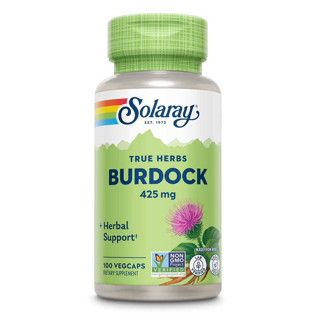 SOLARAY Root 425 mg - Foie sain, rein, digestion, circulation, soutien articulaire et cutané - Activité antioxydante - Non-OGM - 100 VegCaps