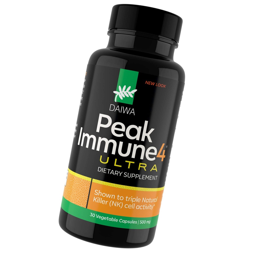 Daiwa PeakImmune4 Supplément de soutien naturel immunitaire avec RBAC Rice Bran et Mycelia Extrait de champignons Shiitake - Ultra Strength