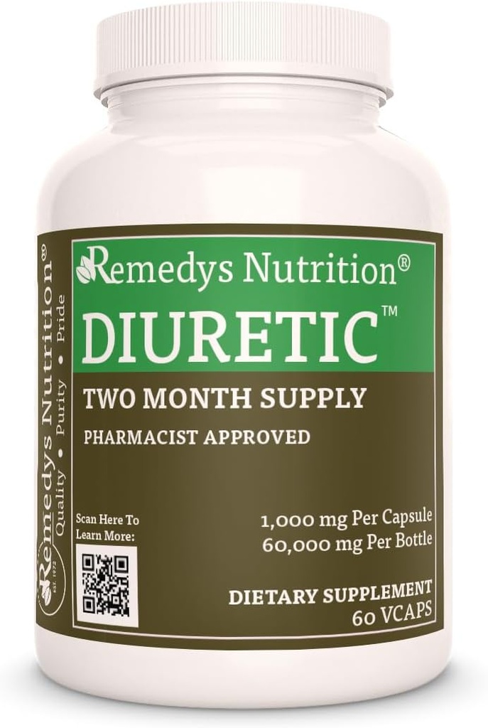 Remedy's Nutrition DiureticTM=1 000 mg, 60 Capsules de végétaliens Complément alimentaire à base de plantes
