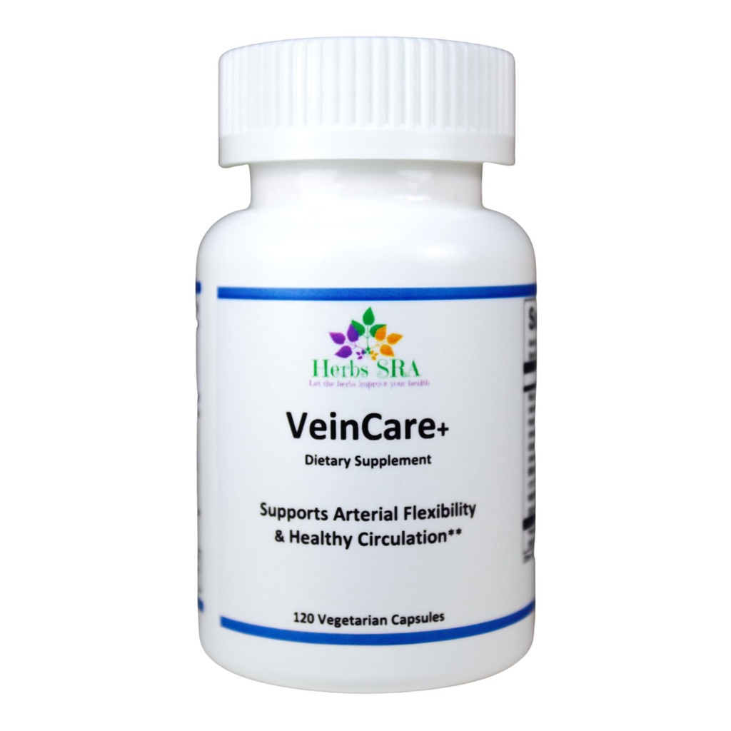 VeinCare+ Circulation & Vein Wellness Supplement with Rutin, Horse Chestnut, Grape Seed, Bilberry & Nattokinase Supports Vascular Wellness 120 Vegetarian Capsules