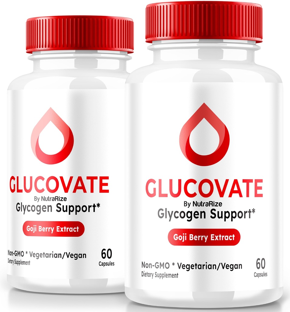 NutraRize (2 Pack) Glucovate Glycogen Support Capsules, Official All-Natural Blood Formula to Support Health and Wellness, Glucovate Pills, Gluco Vate Reviews (120 Capsules)