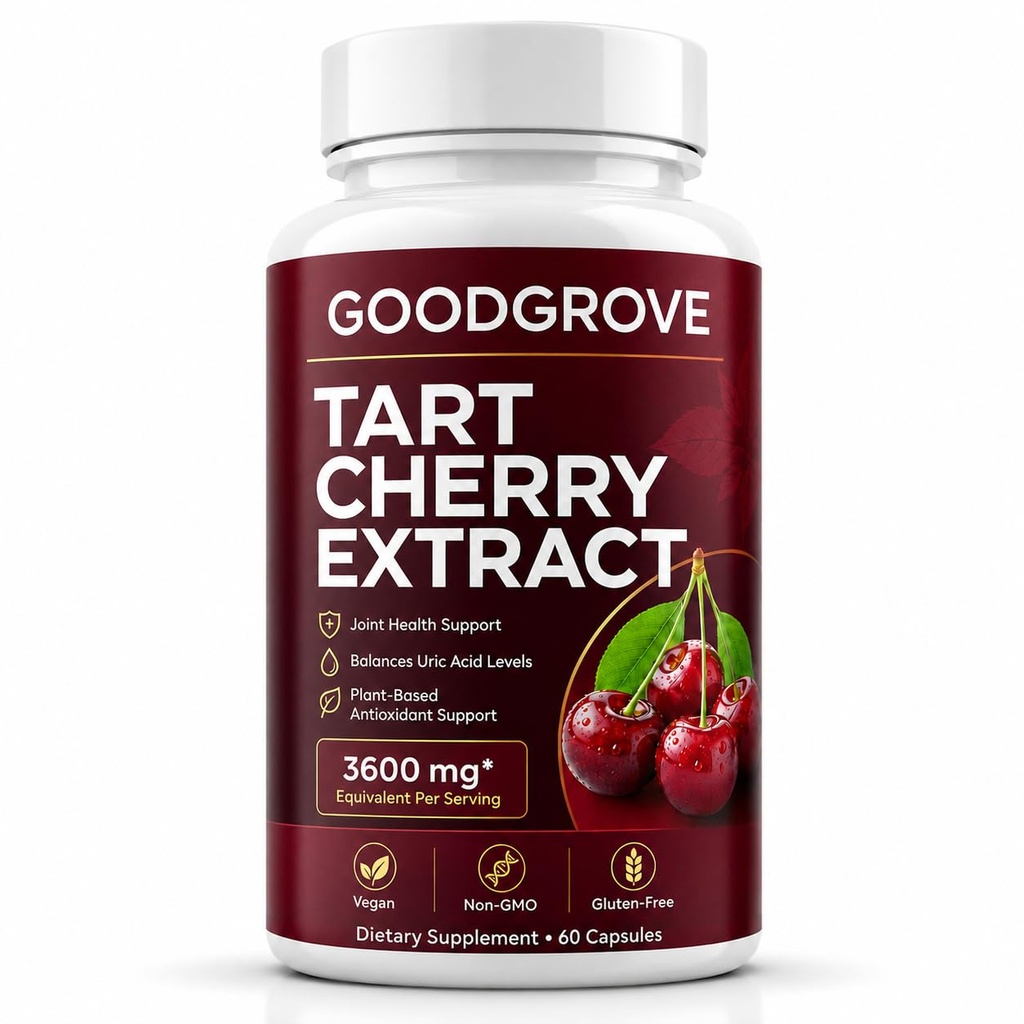Good Grove Tart Cherry Extract, Tart Cherry, Supports Joint Comfort | Daily Wellness, Vegan Non-GMO, 60 Capsules