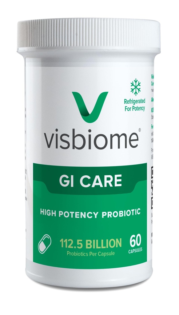 Visbiome® GI Care - Probiotique à haute puissance - 112.5 milliards de CFU Probiotiques vivants, Formulation originale De Simone, Fabriqué aux États-Unis, 60 capsules.