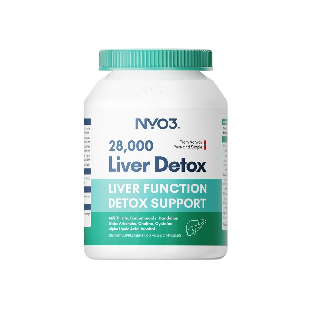 NYO3 Thistle de lait 200mg Supplément de détox foie avec Dandelion Racine et extrait d'artichaut 60 Capsules