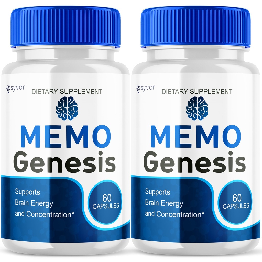 (2 Pack) Memo Genesis Capsules, Official Memogenesis Brain Health Support Pills with All Natural Ingredients, Advanced Brain Energy Supplement with Max Strength Vitamins for Women & Men (120 Capsules)
