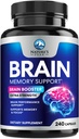 Brain Memory Supplement Pills - 3X Strength Nootropics for Concentration, Clarity & Focus Support - Brain Health Cognitive Vitamins with Bacopa, Phosphatidylserine & DMAE, Brain Booster, 240 Capsules