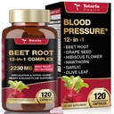 Totaria Beetroot Capsules 2230mg Support Blood Pressure & Heart Health, Nitric Oxide Supplement with Grape Seed, Hawthorn, Garlic & CoQ10, Blood Flow Beet Root Powder | 120 Count