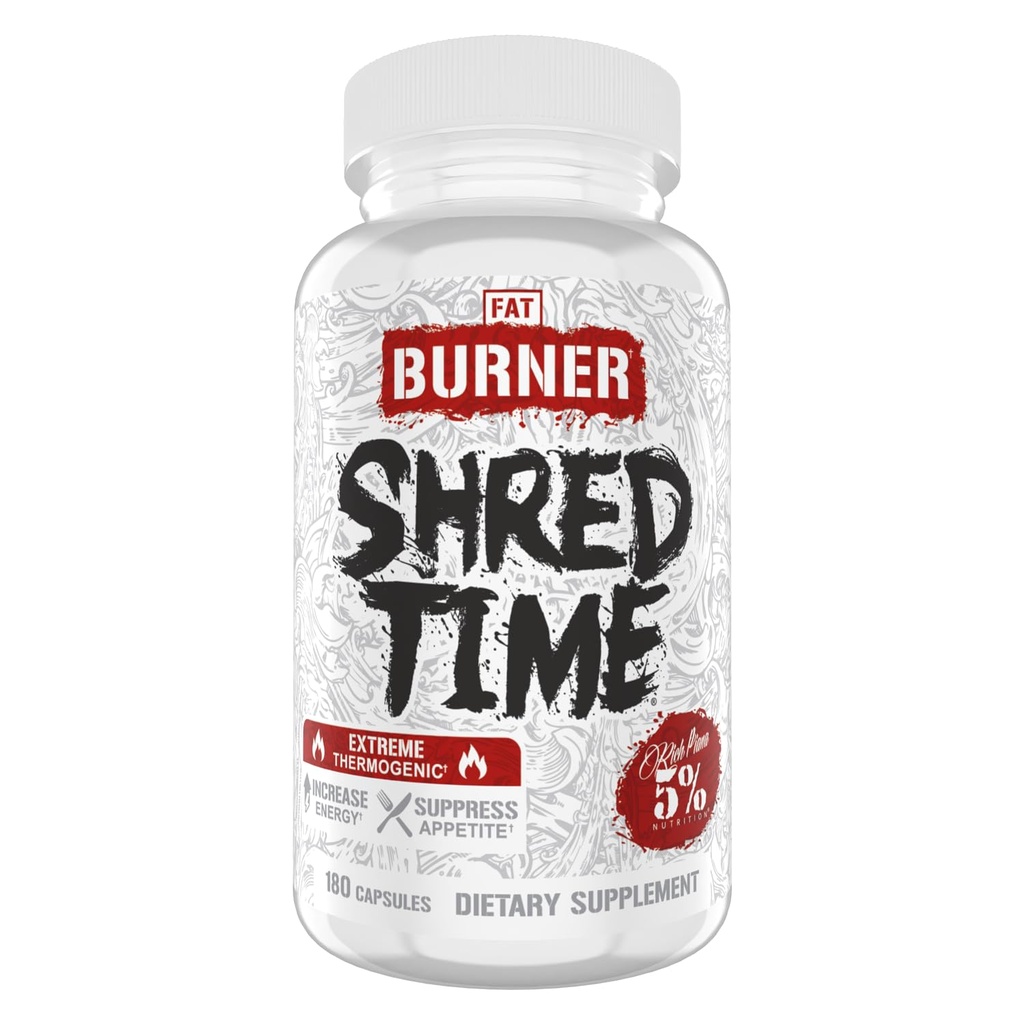 5 % Nutrition Shred Time Fat Burner : Thé vert, Coffee Bean, Cayenne, Théobromine, GBB.