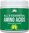 Tous les 9 acides aminés essentiels en poudre avec 26 études cliniques. AAE 32X Effective vs BCAA / BCAAS Branched Chain Aminos. Supplément EAA avant ou après l'entraînement pour l'énergie et la croissance musculaire. Lime de citron