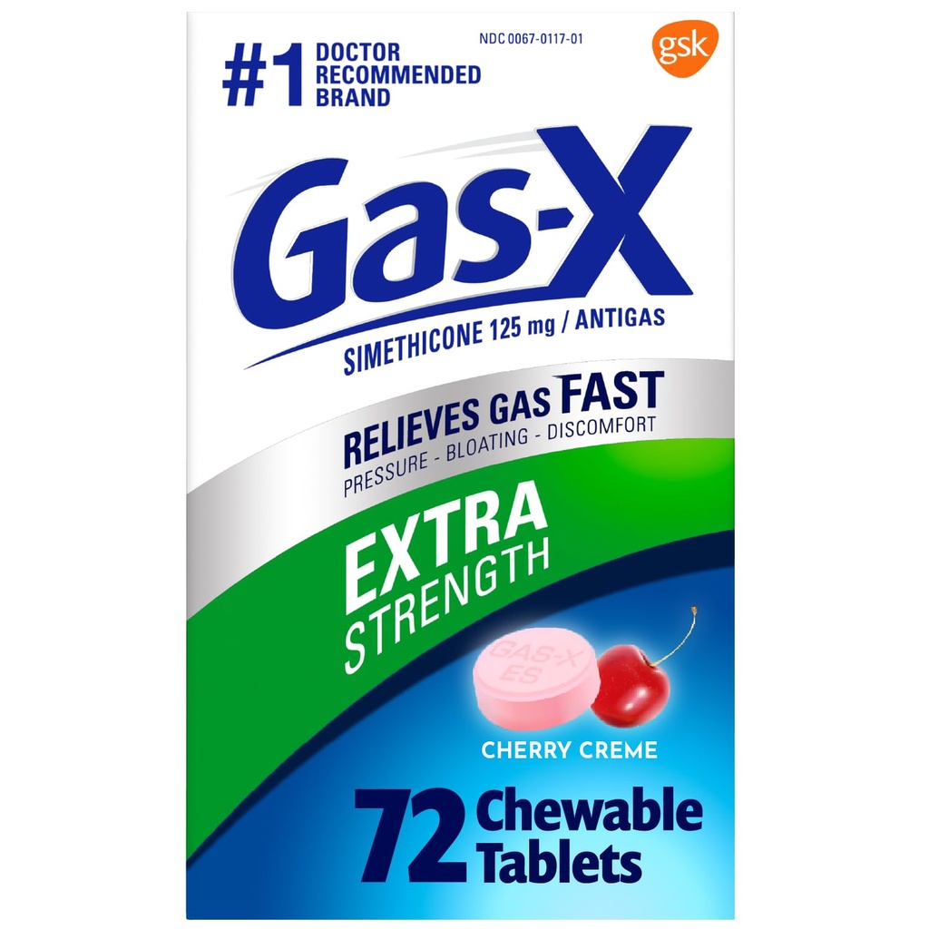 Comprimés de dégazage extra-X avec Siméthicone 125 mg pour le dégazage, cerise - 72 Compte