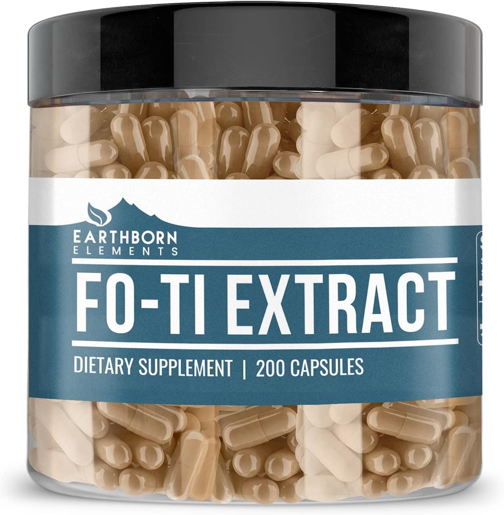 Éléments terriens Fo-Ti Extrait 200 capsules, pures et non diluées, sans additifs