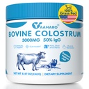 Bovine Colostrum Powder 2500mg, Collagen peptides 500mg, 50% IgG Bovine Colostrum for Humans, Gut Health, Immune Support, Hair & Nail Growth 8.47OZ