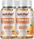 Gummies curcuma et gingembre (2 packs) - Curcuma curcuma avec des suppléments de poivre noir et gingembre pour la peau immune de soutien santé - Gummies curcuma végétalienne pour adultes - sans gluten, faible sucre