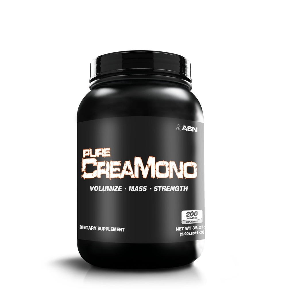 ASN CreaMono 2.2lbs. 5,000mg Pure Creatine Monohydrate Powder Third Party Tested, No Bloating, Unflavored, 100% Creatine
