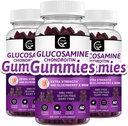 Glucosamine Chondritine Gommies avec MSM & Elderberry – Support de mobilité et flexibilité extra-forte, Supplément immunitaire antioxydant pour adultes, hommes et femmes - 60 Chondritine Gommies (3 Pack)
