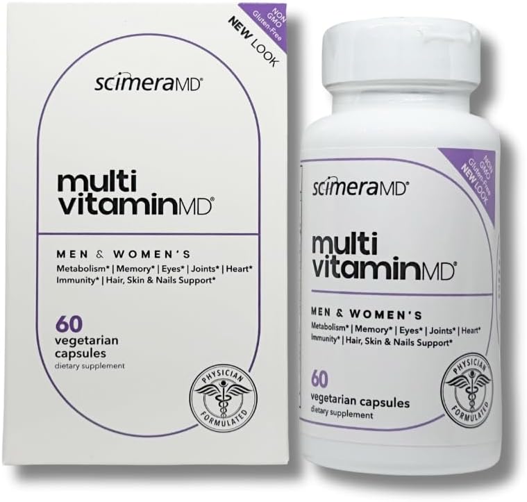 ScimeraMD® MultivitaminMD Full-Spectrum Complement Capsule avec Minéraux, Antioxydants et Superfood Combinaison pour le métabolisme, le soutien articulaire, les cheveux, la peau et les ongles, 60 CT