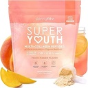 SkinnyFit - Collagène Super Jeunesse pour Femmes - Poudre de Peptides Multi Collagène - Probiotiques, Fibre, Acide Hyaluronique - Non OGM, sans gluten, sans sucre - Beauté et Self Care - Peach Mango (28 portions)
