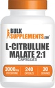 BulkSupplements.com Capsules de malate de L-Citrulline - en tant que malate de L-Citrulline 2:1, Supplément d'oxyde nitrique - Sans gluten, 8 capsules par portion (3000mg), 240 Compte (paquet de 1)
