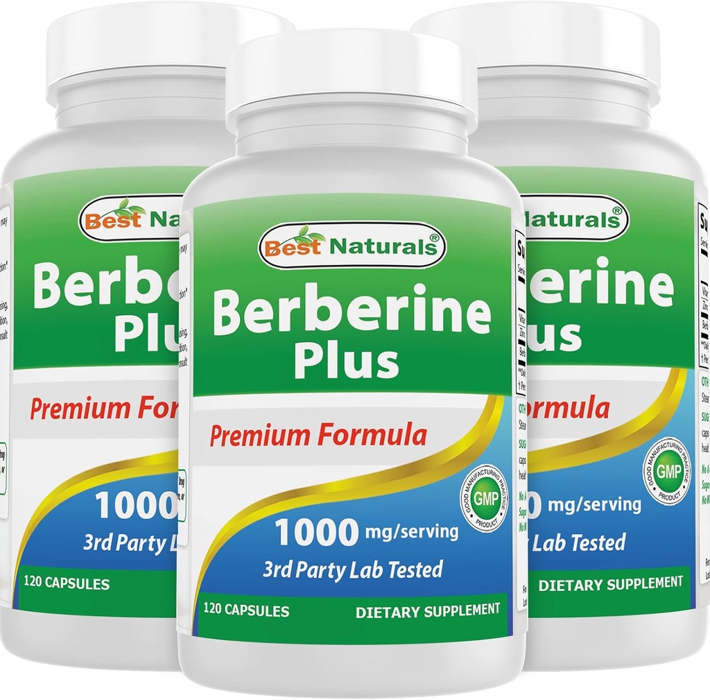 Meilleurs naturels Berberine Plus 1000 mg/Serveur 120 Capsules (120 Nombre (paquet de 3))
