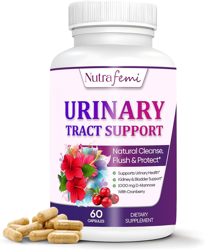 Suppléments pour la santé des femmes, soutien pour la santé de l'UTI, lutte contre les hémorragies et nettoyage du système urinaire, soutien de la vésicule, D-mannose avec canneberge, dandelion et hibiscus