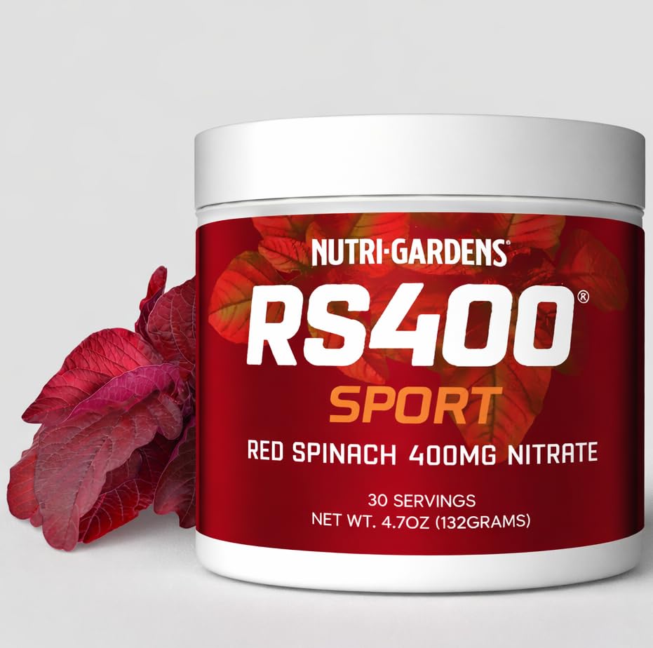 RS400 Red Spinach Extract Powder - 400mg Natural Plant Nitrates - Beet Root Alternative for Natural Energy - Athletic Performance. Nitric Oxide Support - 30 Servings, 4.7oz