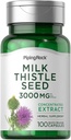 Piping Rock Milk Thistle Supplement 3000mg | 100 Capsules | Concentrated Herbal Extract | Non-GMO, Gluten Free