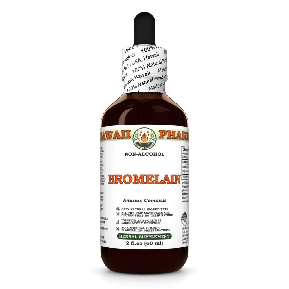 Bromelain (Ananas Comosus) Dry Powder Glycerite, Made in Hawaii, All Natural, Vegan, Lab Tested Alcohol-Free Liquid Extract - 2 fl.oz