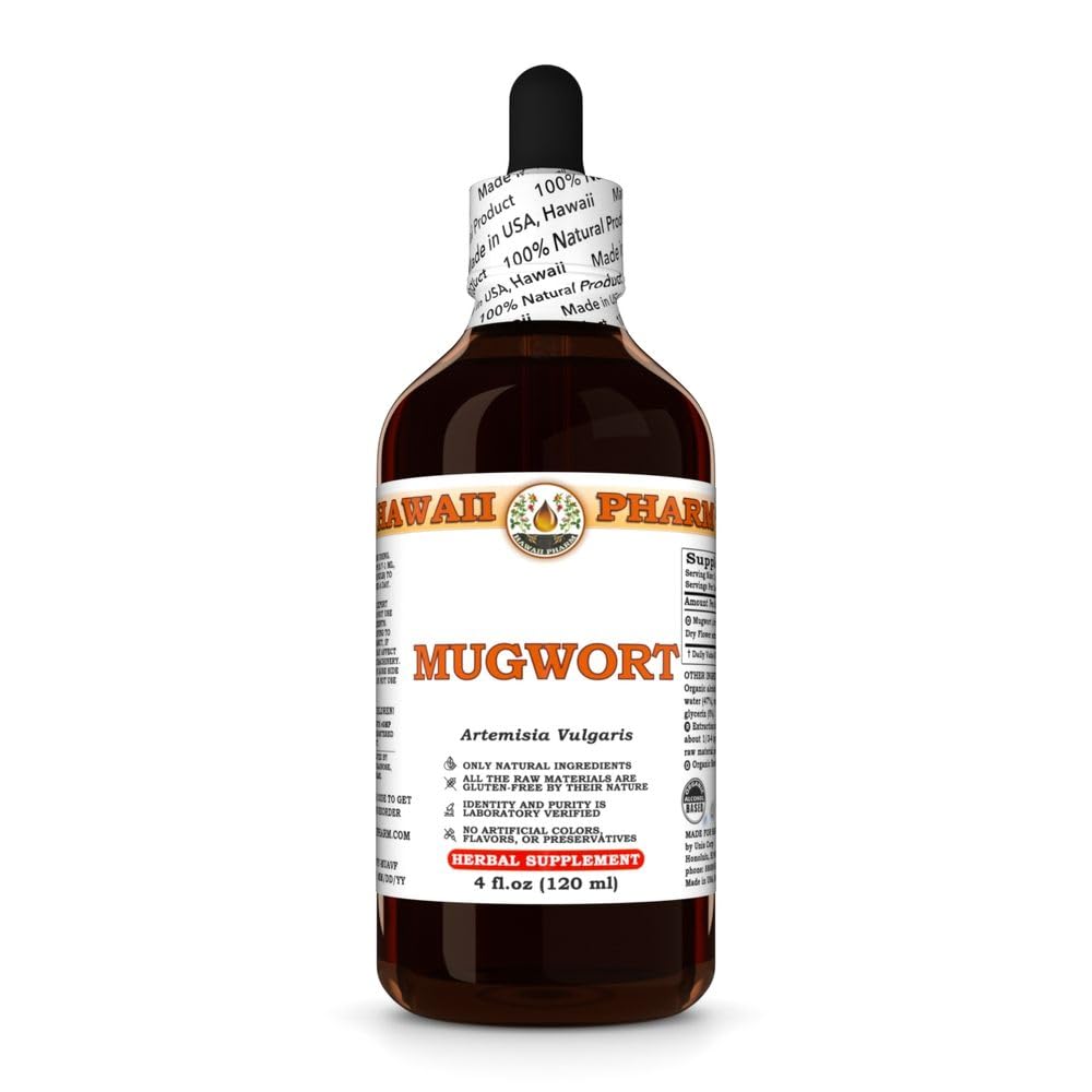 Hawaii Pharm Mugwort Extract, Tincture for Energy Boost, Supports Relaxation, Eases Digestion, Promotes Liver Function, Encourages Blood Circulation, Enhances Sleep - 4 fl.oz
