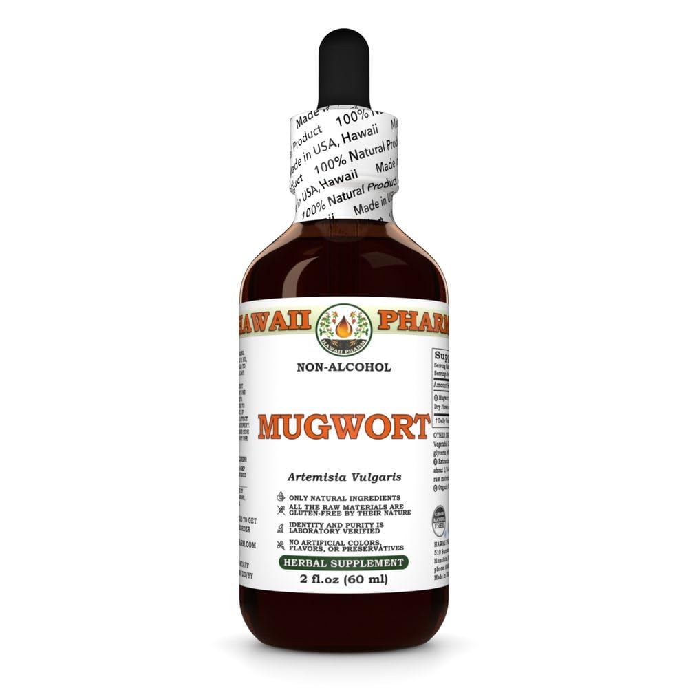 Hawaii Pharm Mugwort Alcohol-Free Extract, Glycerite for Energy Boost, Supports Relaxation, Eases Digestion, Promotes Liver Function, Encourages Blood Circulation, Enhances Sleep - 2 fl.oz
