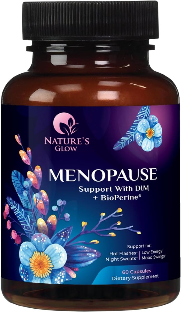 Suppléments à la ménopause pour les femmes avec DIM - Soutien hormonal naturel pour les femmes, antioxydant de la ménopause et anti-équilibre pour la santé de la peau et de l'énergie, des éclairs chauds et des sueurs nocturnes - 60 capsules