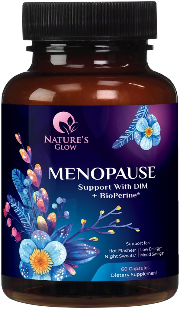 Suppléments à la ménopause pour les femmes avec DIM - Soutien hormonal naturel pour les femmes, antioxydant de la ménopause et anti-équilibre pour la santé de la peau et de l'énergie, des éclairs chauds et des sueurs nocturnes - 60 capsules