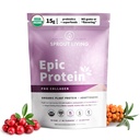 Sprout Living Protéine épique, Protéines végétales et superaliments Poudre, Pro Collagène, Berry, 15 Grams Poudre de protéines organiques, végétalien, non laitière, non-OGM, sans gluten, faible sucre (0,7 livre, 12 portions)