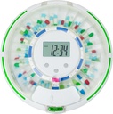 Distributeur automatique de pilules, Organisateur de médicaments de 28 jours Lock, jusqu'à 6 doses par jour, 6 modèles posologiques, alertes sonores et lumineuses et clé pour les vitamines, suppléments (gel gelé)