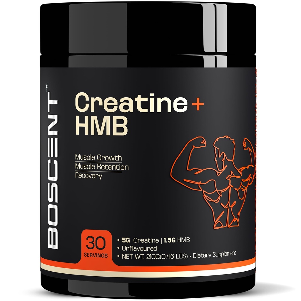 Creatine HMB Powder – 5g Creatine Monohydrate + 1,500mg HMB + Vitamin D3 (500 IU) & Calcium – Muscle Growth, Strength, Recovery & Performance Support – Unflavored, 30 Servings