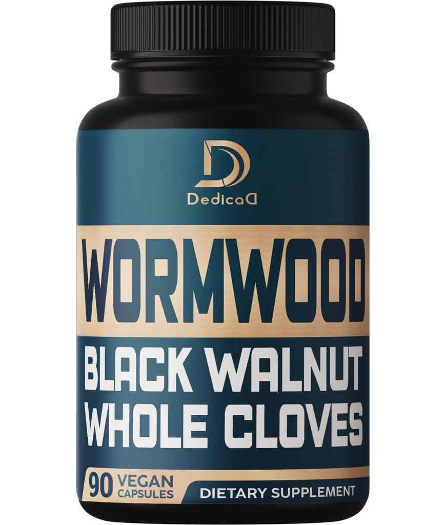 DEDICAD 12in1 Wormwood Black Walnut Clove Capsules - Immune, and Mood Support - 3 Month Supply - 90 Vegan Capsules