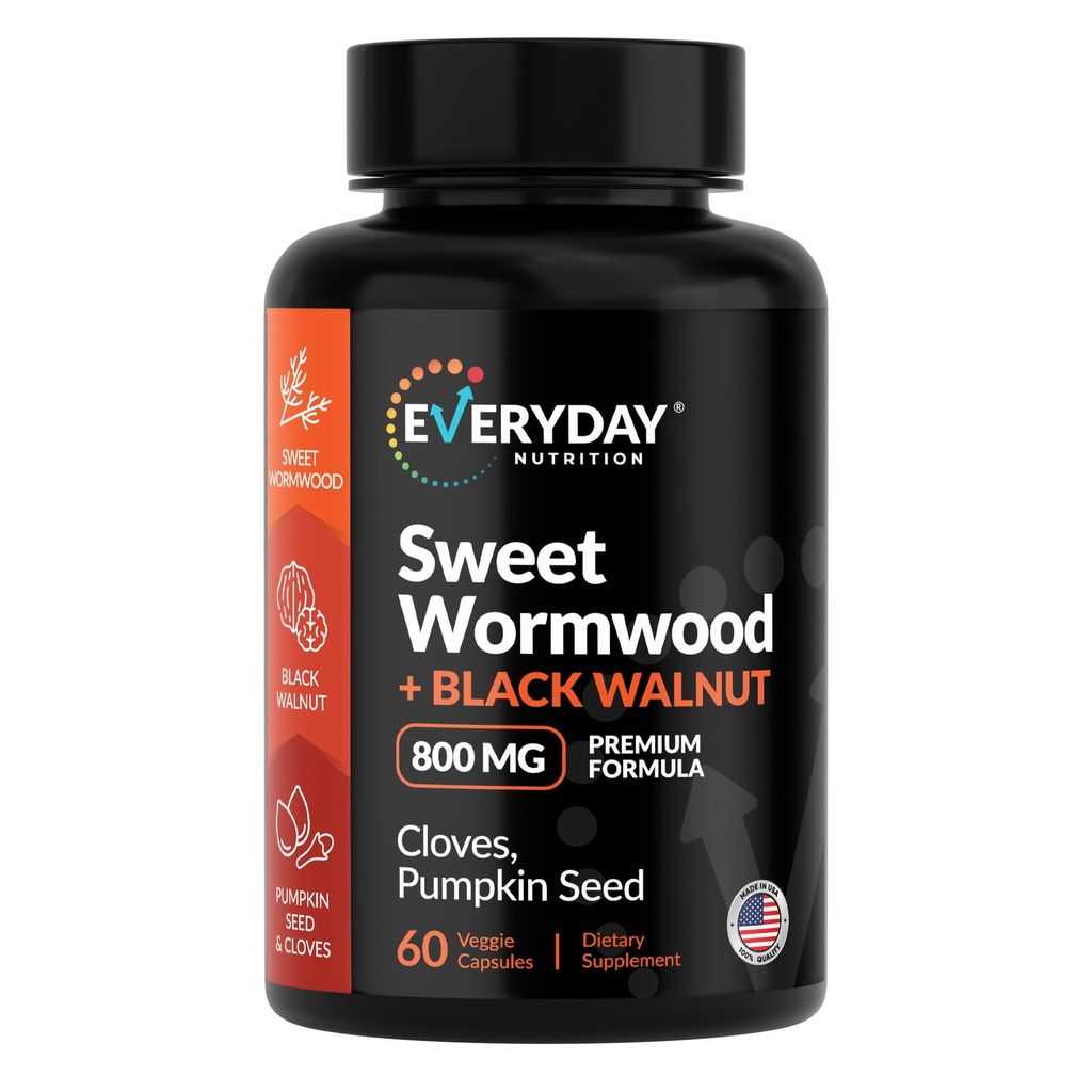 Wormwood Black Walnut Clove Capsules for Humans – Parasite Cleanse Detox, Intestinal Gut & Digestive Support, Herbal Formula with Pumpkin Seed, Cleanse Supplement, 60 Capsules