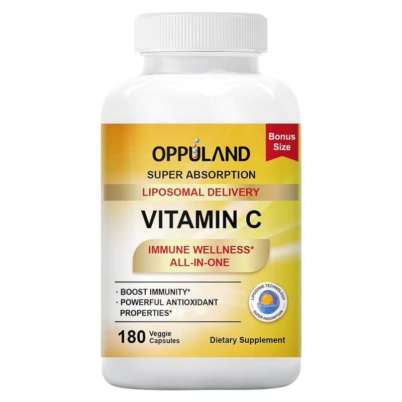 Vitamin C - Enhanced Absorption, Immune Support, and Antioxidant Protection - Non-GMO, Vegan, 180 Veggie Capsules